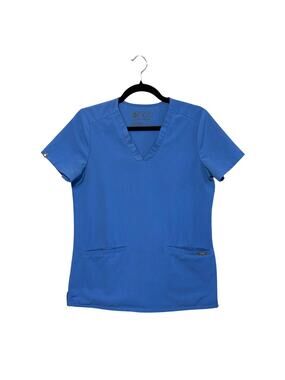 FIGS Casma Three-Pocket Scrub Top Women's Sz XS Ceil Blue Healthcare Medical